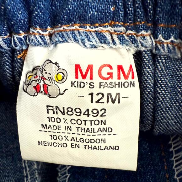 Vintage 90s MGM Kid's Fashion 3-Piece Pants Set Boys 12M Plaid Patchworks Denim - Picture 11 of 13